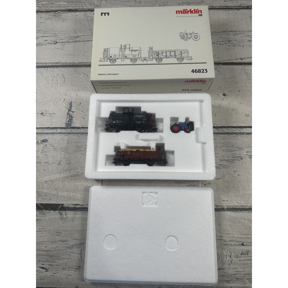 Märklin HO 46823 Holzvergaser Wood Gas Freight Car Set w/ Tractor NIB